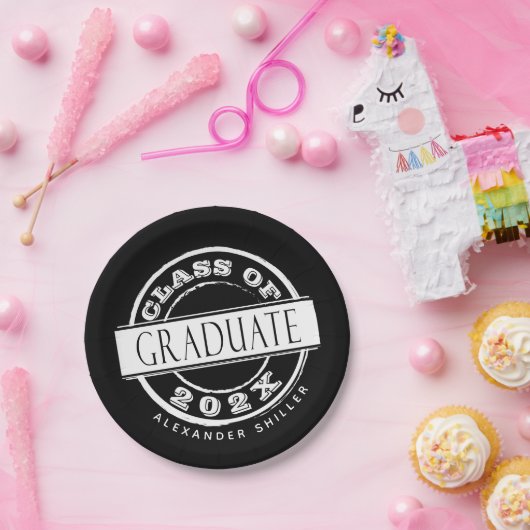 Aangepaste Black Graduation Party Afstuderen Papieren Bordje (Feest)