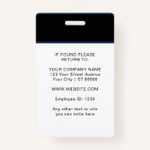 Aangepaste Black ID-badge met werknemersfoto en Lo Badge (Achterkant)