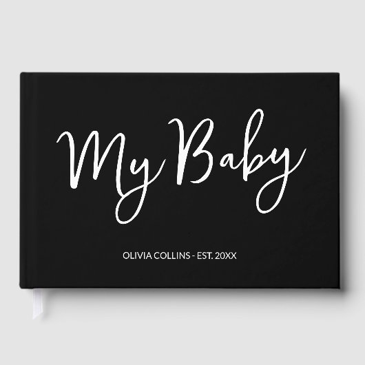 Aangepaste Black Keepsake Script Baby Boek voor Mo (Voorkant)