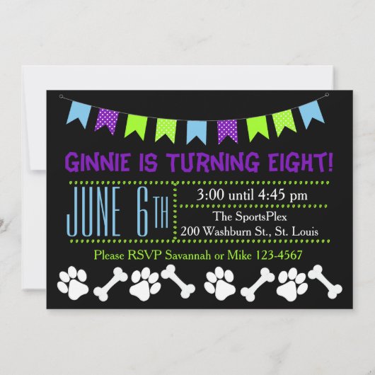 Aangepaste Black Lab verjaardagsfeestuitnodiging Kaart (Achterkant)