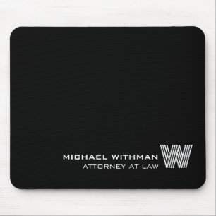 Aangepaste BLACK LINE-monogram, naam & beroep Muismat