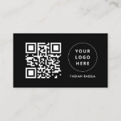 Aangepaste Black Modern Business Logo en QR-code Visitekaartje (Achterkant)