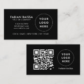 Aangepaste Black Modern Business Logo en QR-code Visitekaartje (Voorkant / Achterkant)