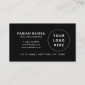Aangepaste Black Modern Business Logo en QR-code Visitekaartje (Voorkant)