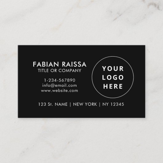 Aangepaste Black Modern Business Logo en QR-code Visitekaartje (Voorkant)