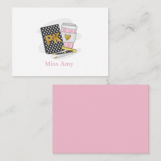 Aangepaste Black Pre K Teacher Notitiekaartje (Voorkant / Achterkant)