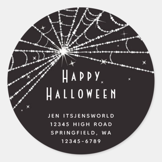 Aangepaste Black Spider Web Halloween Ronde Sticker (Voorkant)