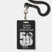 Aangepaste Black VIP Pass Verjaardagsfeestuitnodig Badge (Voorkant met koord)