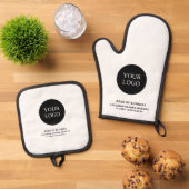 Aangepaste Black & White Business Logo-merk Ovenwant & Pannenlap Set (Top down)