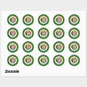 Aangepaste bladeren & foto verjaardag ronde sticker (Vel)