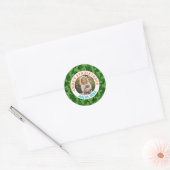 Aangepaste bladeren & foto verjaardag ronde sticker (Envelop)