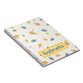 Aangepaste Bladeren Geel Blauw Zachte Kleur Notitieboek (Rechterzijde)