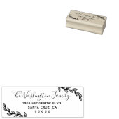 Aangepaste bladeren & script familienaam retouradr rubberstempel (Gestempeld)