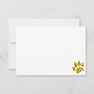 Aangepaste blanco kaart met pootafdruk van cheeta 
