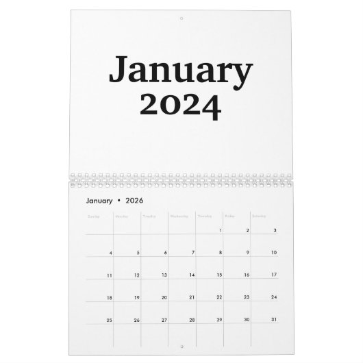 Aangepaste blanco kalender 2024 met Feestdagen (Jan 2026)