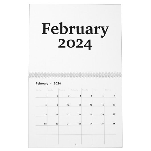Aangepaste blanco kalender 2024 met Feestdagen (Feb 2026)