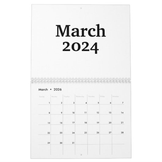 Aangepaste blanco kalender 2024 met Feestdagen (Mar 2026)