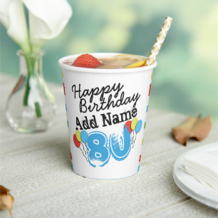 Aangepaste blauw 80e jaarlijkse papierbekertjes papieren bekers