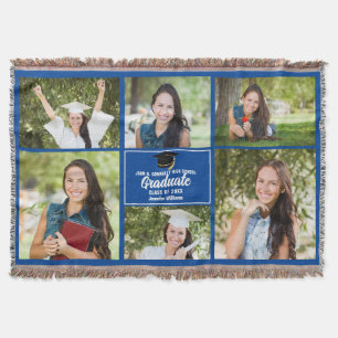 Aangepaste Blauw Afstuderen Fotocollage Keepsake Deken