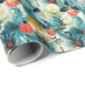 Aangepaste blauw en gouden Ornamenten kerst Cadeaupapier (Rol Hoek)