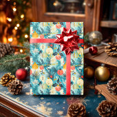 Aangepaste blauw en gouden Ornamenten kerst Cadeaupapier