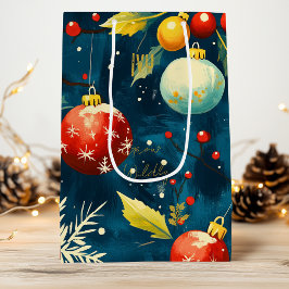 Aangepaste Blauw en Rood Ornament Vakantie Gift Ba Wijn Cadeautas