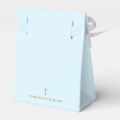 Aangepaste Blauw gouden kruis Toewijding Dank u Bedankdoosjes (Achterkant)