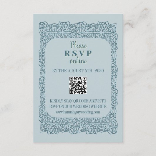 Aangepaste  blauw kant QR code Enclosure Kaarten (Voorkant)