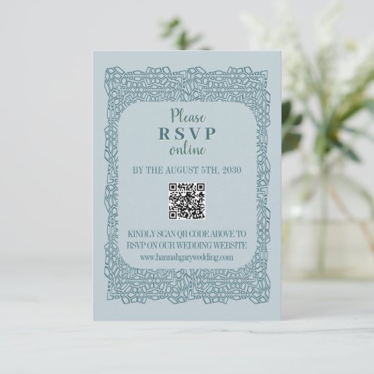 Aangepaste  blauw kant QR code Enclosure Kaarten (Staand voorkant)