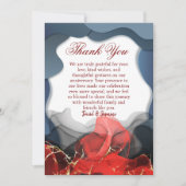 Aangepaste Blauw & Rood Abstracte bruiloft Jubileu Bedankkaart (Voorkant)