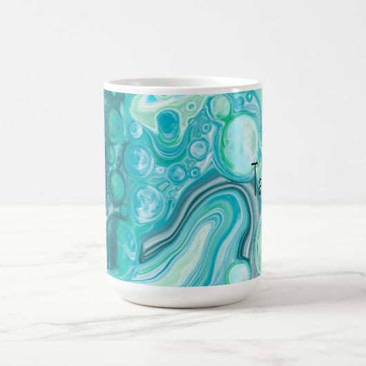 Aangepaste blauw, turquoise Zee Waves belletjes Koffiemok (Center)