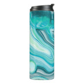 Aangepaste blauw, turquoise Zee Waves belletjes Thermosbeker (Gedraaid links)