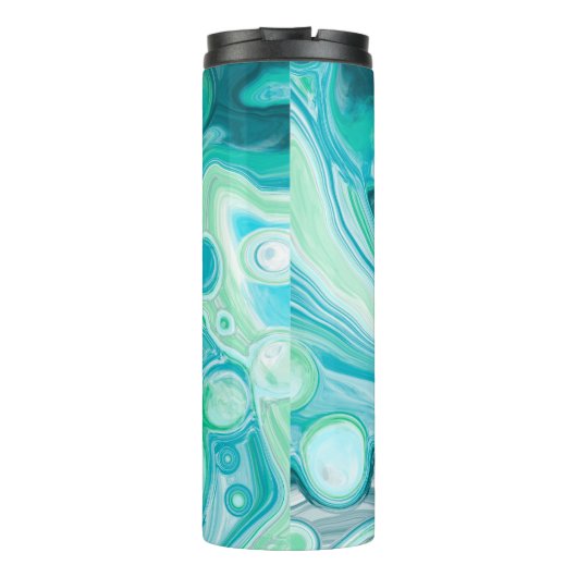 Aangepaste blauw, turquoise Zee Waves belletjes Thermosbeker (Achterkant)