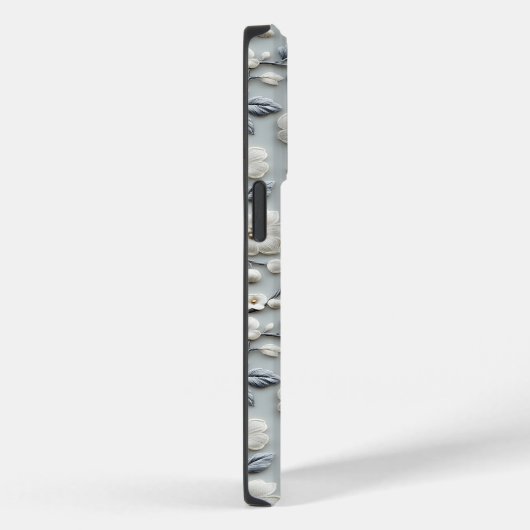 Aangepaste Blauw & Wit Geborduurde Bloemen Naam Qu Case-Mate iPhone Case (Achterkant / Rechts)