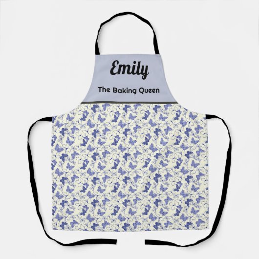 Aangepaste blauw-witte vlinder schort (Voorkant)