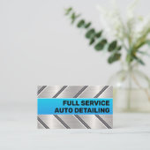 Aangepaste Blauw Zilver Metalen Auto Service Cool Visitekaartje (Staand voorkant)
