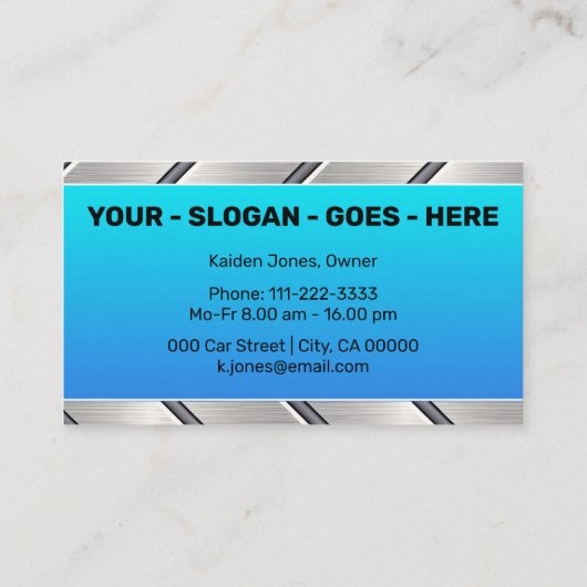 Aangepaste Blauw Zilver Metalen Auto Service Cool Visitekaartje (Achterkant)