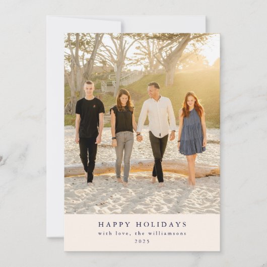 Aangepaste blauw-zwarte botanische minimalistische feestdagenkaart (Voorkant)