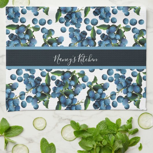 Aangepaste blauwbes theedoek (Gevouwen)