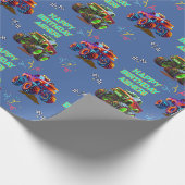 Aangepaste Blauwe 3D Monster Truck Verjaardag voor Cadeaupapier (Hoek)