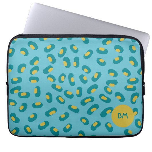 aangepaste blauwe abstracte dierenhuid laptop tas  (Voorkant)