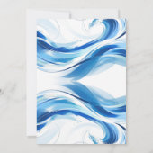 Aangepaste Blauwe Abstracte Golf Eerste Verjaardag Kaart (Achterkant)