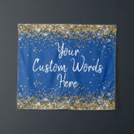 Aangepaste Blauwe Achtergrond Verjaardagsfeestfoto Wandkleed<br><div class="desc">Aangepaste achtergrond voor fotocabine,  Sparkle Birthday Twinkle 15th 18th,  Glitter Anniversary Sweet 16 16th,  gepersonaliseerd 30th 21st 25th 35th,  vrijgezellenfeest hen Do Weekend,  huwelijksnacht Sparkly Son Boy,  man Bach Prop Bachelorette Party,  Quinceanera 40th 50th 60th 70th,  20th VoW Vernieuwing afstuderen afstudeerder,  dochtermeisje Blue White Gold Gold Gold</div>