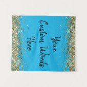 Aangepaste Blauwe Achtergrond Verjaardagsfeestfoto Wandkleed (Voorkant (horizontaal))