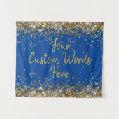 Aangepaste Blauwe Achtergrond Verjaardagsfeestfoto Wandkleed (Voorkant (horizontaal))