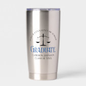 Aangepaste blauwe afstudeergeschenk voor rechtenst geïsoleerde drinkbeker (Voorkant)