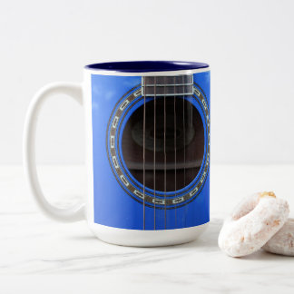 Aangepaste blauwe akoestische gitaar Mok