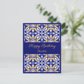 Aangepaste blauwe Azulejos verjaardagswens Briefkaart (Staand voorkant)