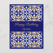Aangepaste blauwe Azulejos verjaardagswens  Briefkaart (Voorkant)