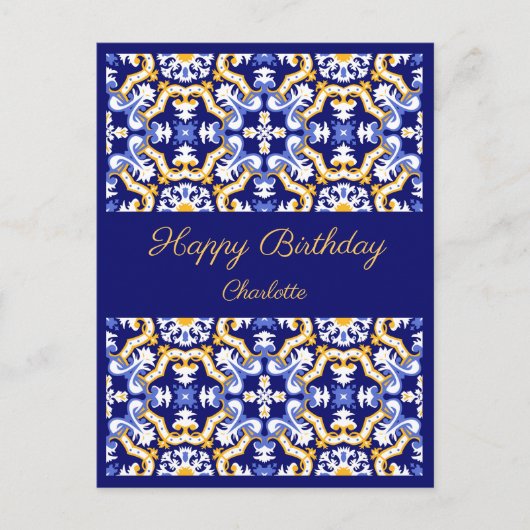 Aangepaste blauwe Azulejos verjaardagswens Briefkaart (Voorkant)
